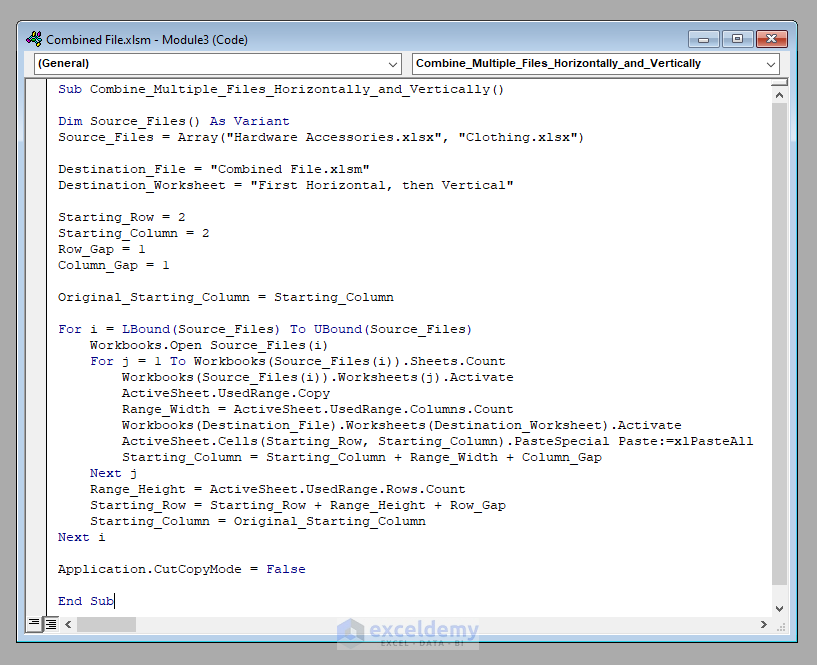 How To Combine Multiple Excel Files Into One Worksheet Using Macro 