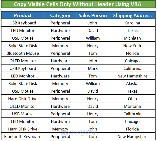 How To Copy Visible Cells Only Without Header Using VBA