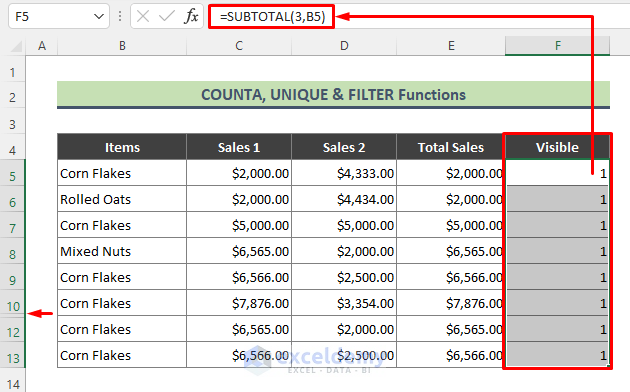 How To Count Only Visible Cells In Excel 5 Tricks ExcelDemy