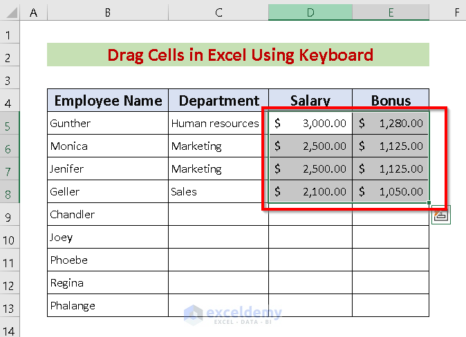 How To Drag Cells In Excel Using Keyboard 5 Smooth Ways Exceldemy 6523