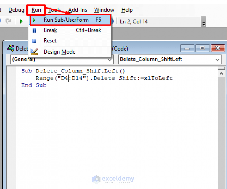 how-to-delete-column-and-shift-left-using-vba-in-excel-5-methods