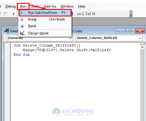 how-to-delete-column-and-shift-left-using-vba-in-excel-5-methods