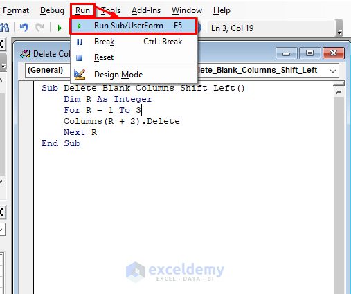 how-to-delete-column-and-shift-left-using-vba-in-excel-5-methods