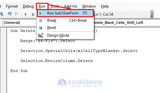 how-to-delete-column-and-shift-left-using-vba-in-excel-5-methods