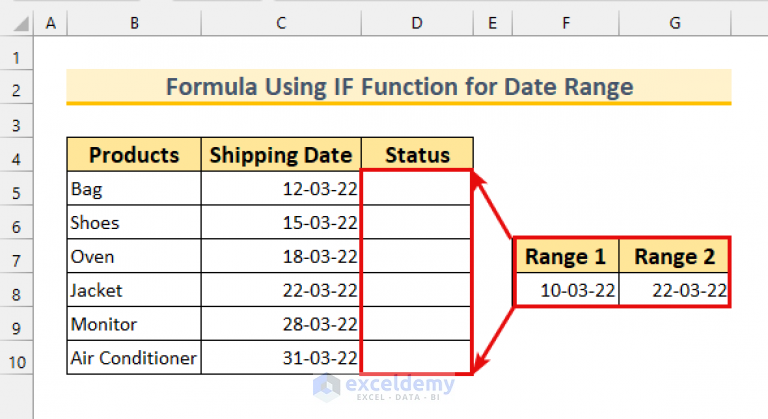 How To Use If Formula In Date Range In Excel