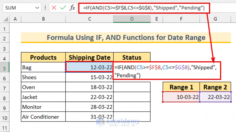 How To Put A Date Range In Excel