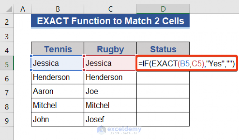 Return YES If 2 Cells Match in Excel (10 Methods) - ExcelDemy