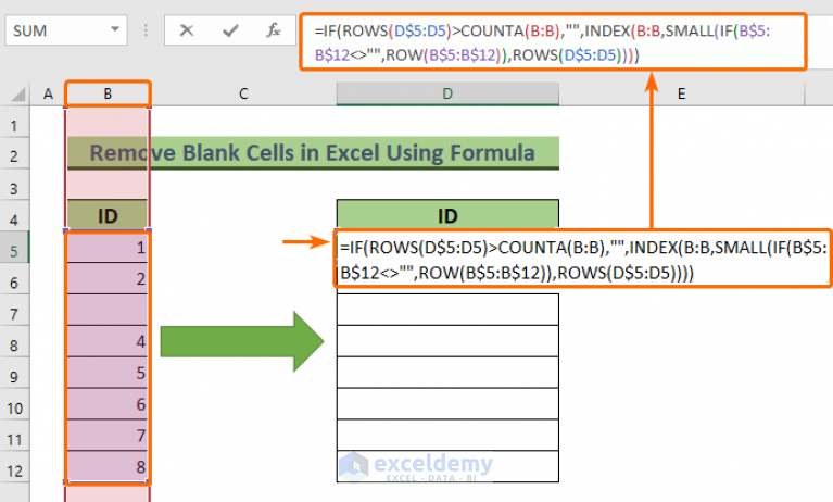 Remove Blank Cells In A Column Google Sheets