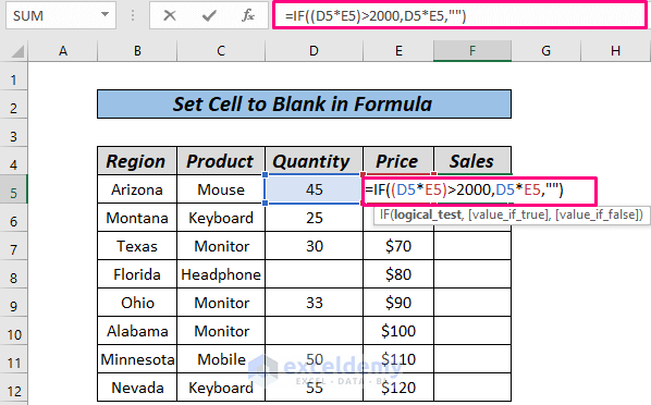 How To Set Cell To Blank In Formula In Excel 6 Ways ExcelDemy