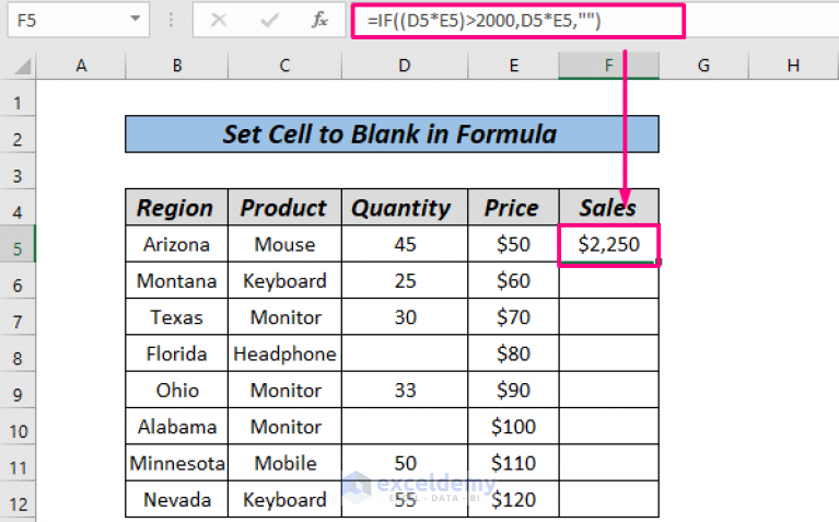 How to Set Cell to Blank in Formula in Excel (6 Ways) - ExcelDemy