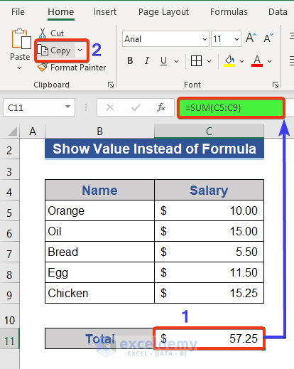 How To Show Value Instead Of Formula In Excel 7 Methods ExcelDemy