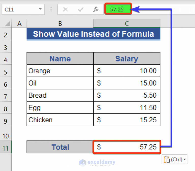 How To Show Value Instead Of Formula In Excel (7 Methods) - Exceldemy