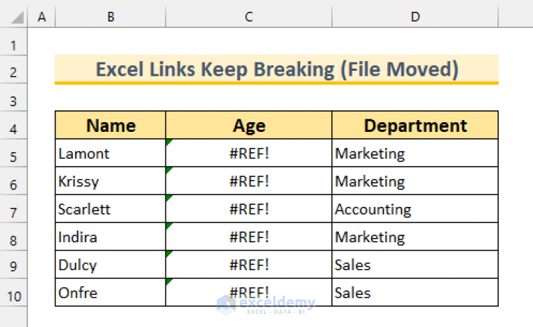 Why Is My Link Not Breaking In Excel