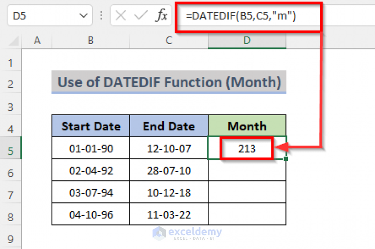 Calculate Years and Months between Two Dates in Excel (6 Approaches)