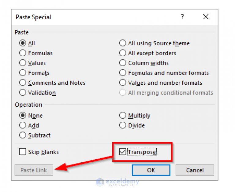 how-to-paste-link-and-transpose-in-excel-8-quick-ways-exceldemy