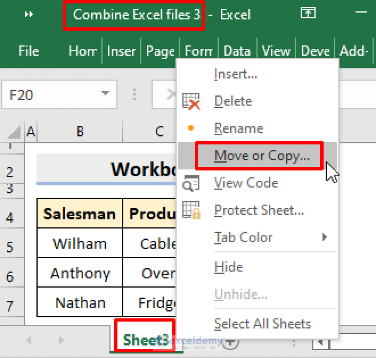 Combine Multiple Excel Files Into One Workbook With Separate Sheets 3857