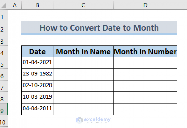 How To Change Day To Month In Excel