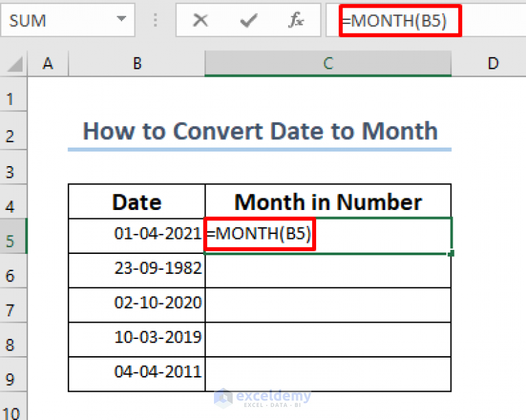 How To Convert Date Format To Month In Excel