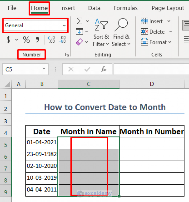 How To Convert Date To Month In Excel 6 Easy Methods 