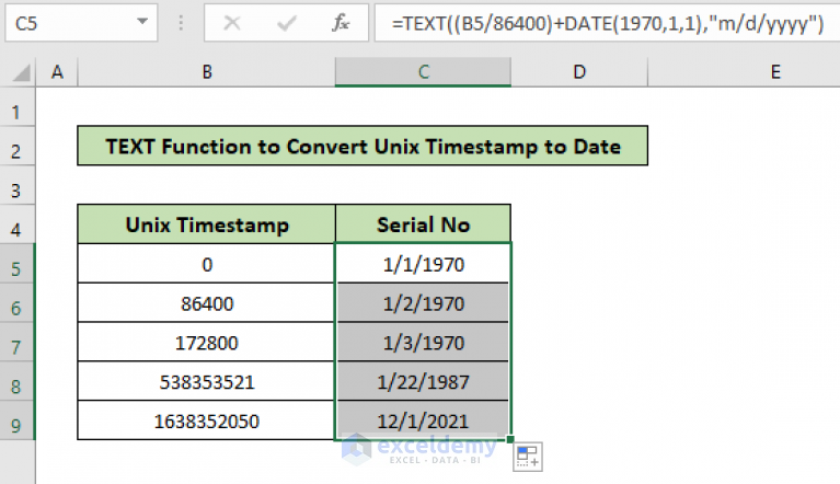 How To Convert Unix Timestamp To Date In Excel 3 Methods ExcelDemy