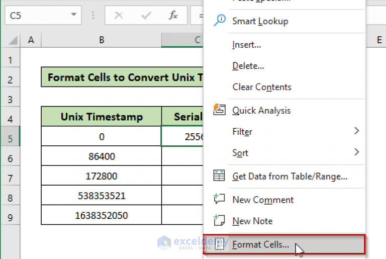 How To Convert Unix Timestamp To Date In Excel 3 Methods ExcelDemy