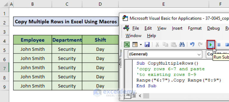 How To Copy Multiple Rows In Excel Vba