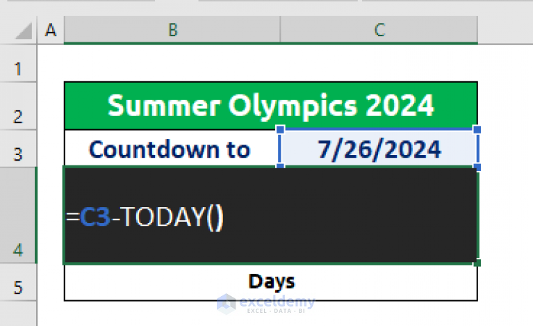 How To Create A Day Countdown In Excel