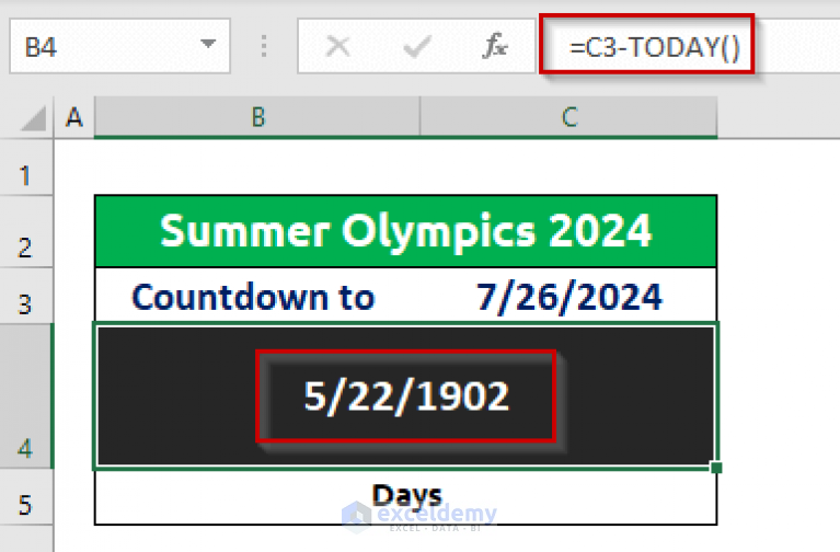 How to Create a Day Countdown in Excel (2 Examples) ExcelDemy