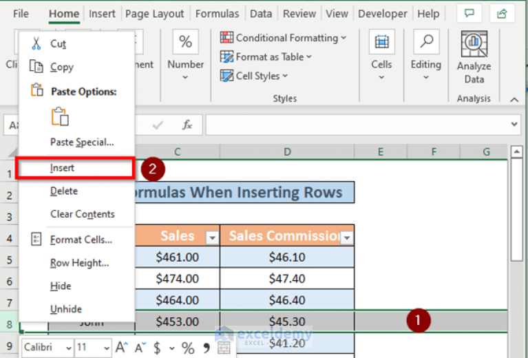 How to AutoFill Formula When Inserting Rows in Excel (4 Methods)