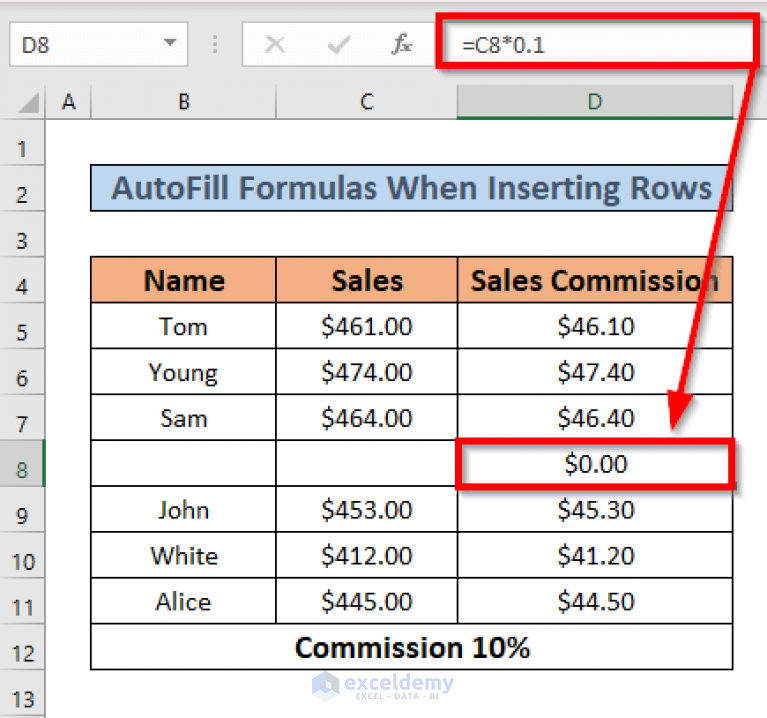 How to AutoFill Formula When Inserting Rows in Excel (4 Methods)