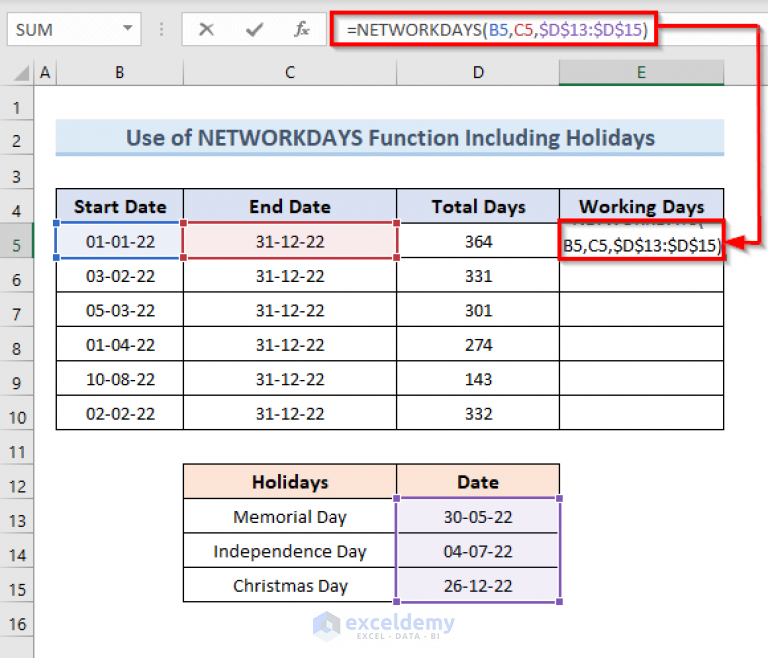 how-to-calculate-working-days-between-two-dates-in-excel-4-methods