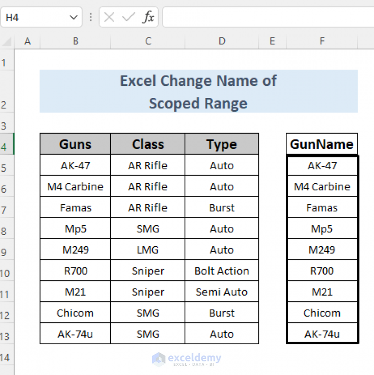 Excel Change Named Range