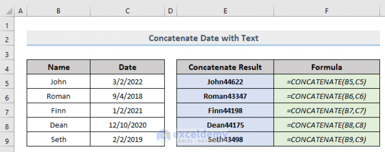 How To Concatenate Date That Doesn t Become Number In Excel 5 Ways 