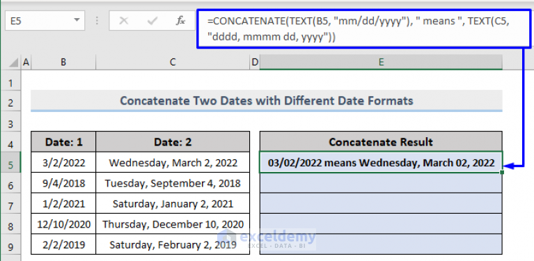 How to Concatenate Date That Doesn’t Become Number in Excel (5 Ways)