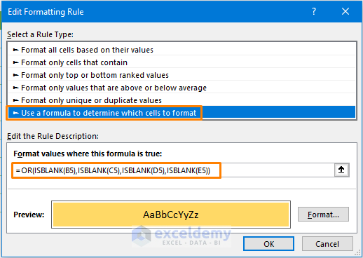 How To Apply Conditional Formatting In Excel If Another Cell Is Blank