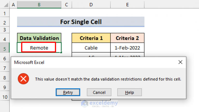 Apply Custom Data Validation for Multiple Criteria in Excel (4 Examples)