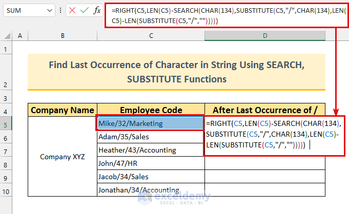 Excel Find Last Occurrence Of Character In String 8 Methods 