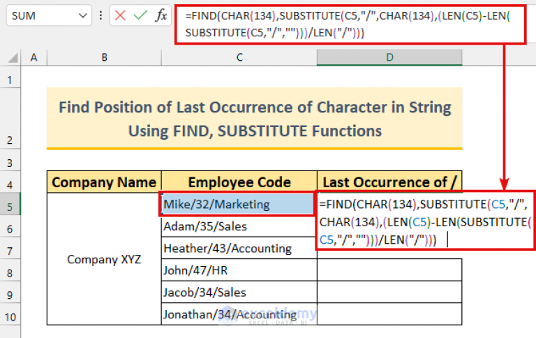 Excel Find Last Occurrence Of Character In String From Right