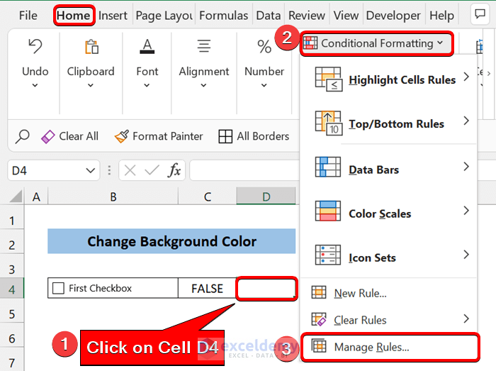 Excel Checkbox If Checked Then Change Cell Color 2 Methods 