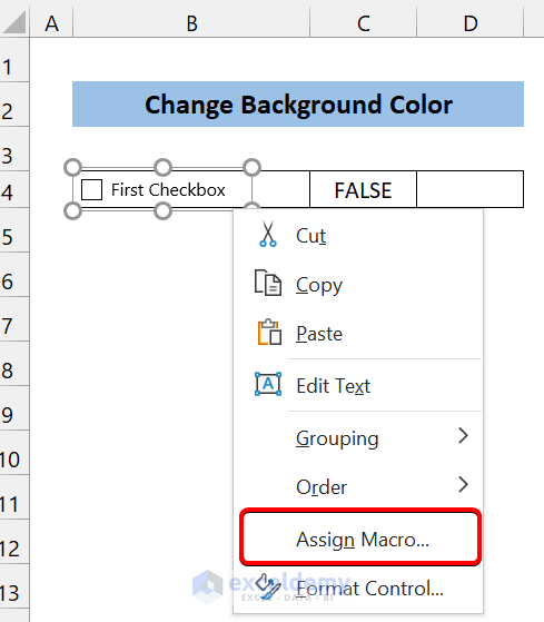 Excel Checkbox If Checked Then Change Cell Color 2 Methods 