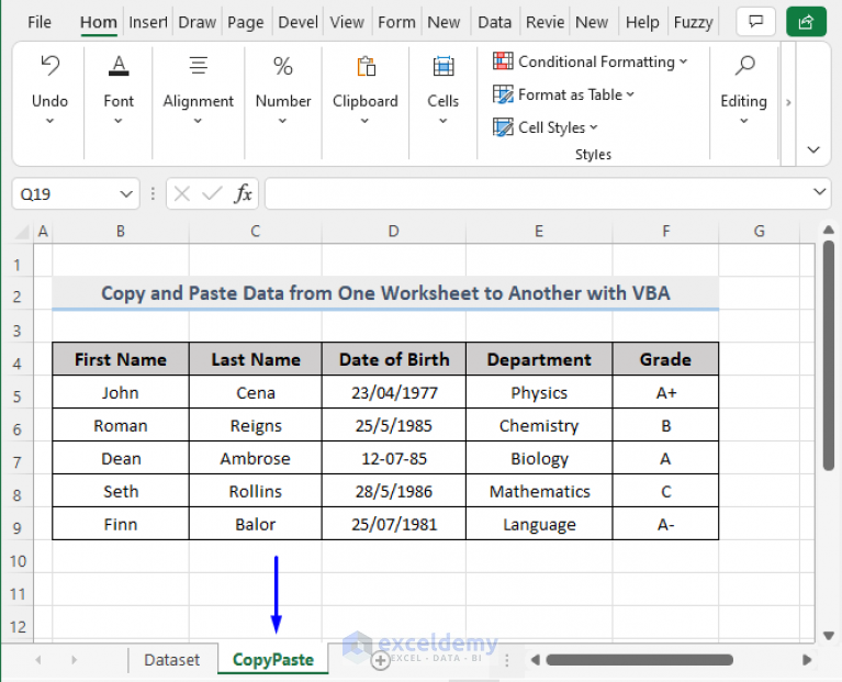 Macro to Copy and Paste from One Worksheet to Another (15 Methods)