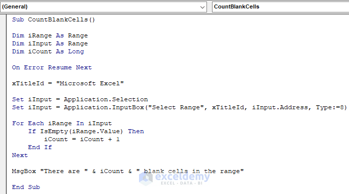 VBA To Count Blank Cells In Range In Excel 3 Methods ExcelDemy