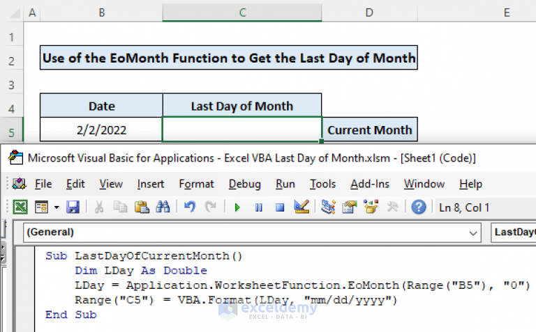 how-to-get-the-last-day-of-month-using-vba-in-excel-3-methods