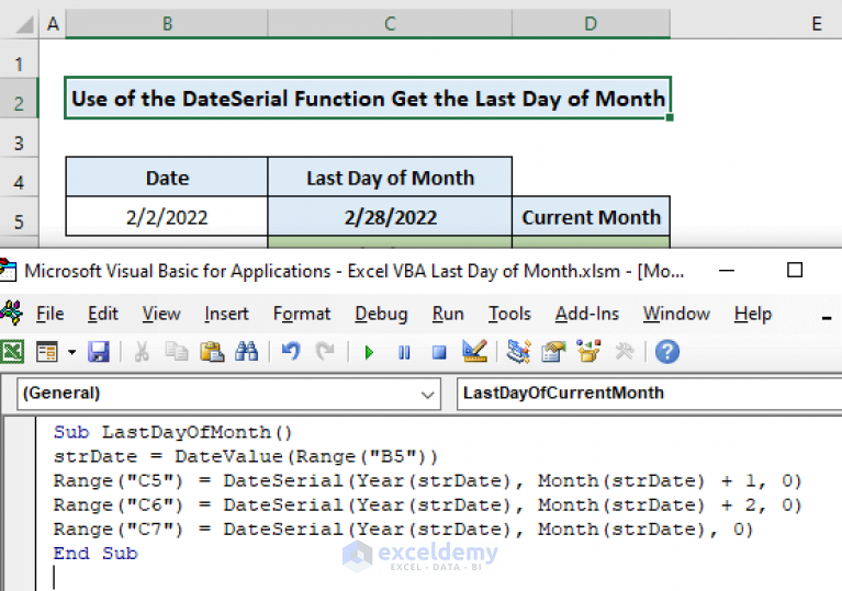 How to Get the Last Day of Month Using VBA in Excel (3 Methods)