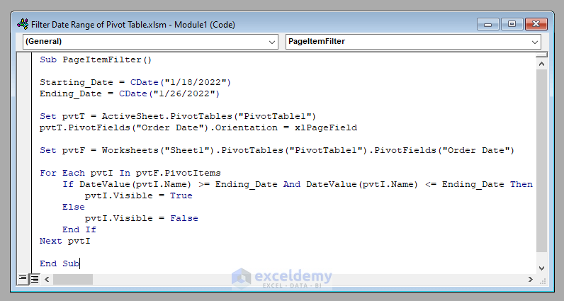 How To Filter Date Range In Pivot Table With Excel VBA ExcelDemy