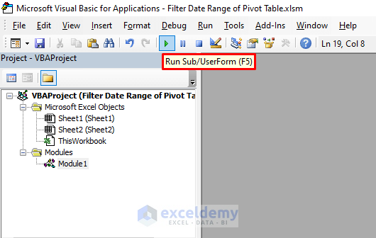 Excel Vba Pivot Table Filter Date Range