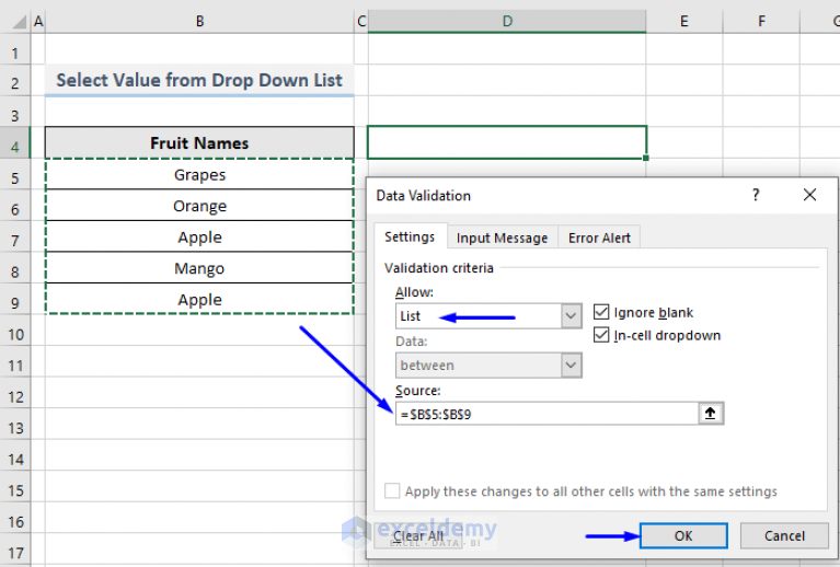 VBA to Select Value from Drop Down List in Excel (2 Methods)