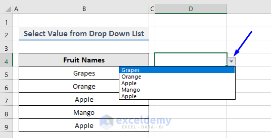 VBA To Select Value From Drop Down List In Excel 2 Methods 