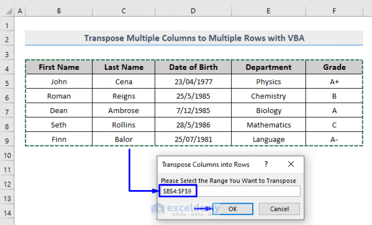 vba-to-transpose-multiple-columns-into-rows-in-excel-2-methods