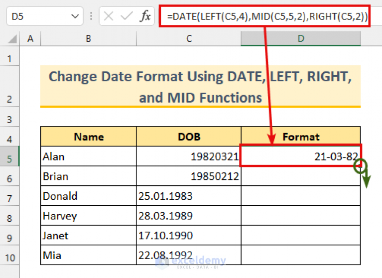 How to Use Formula to Change Date Format in Excel (5 Methods)